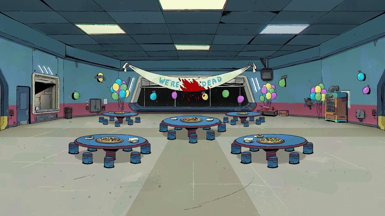 Escena de fondo para la serie Among Us